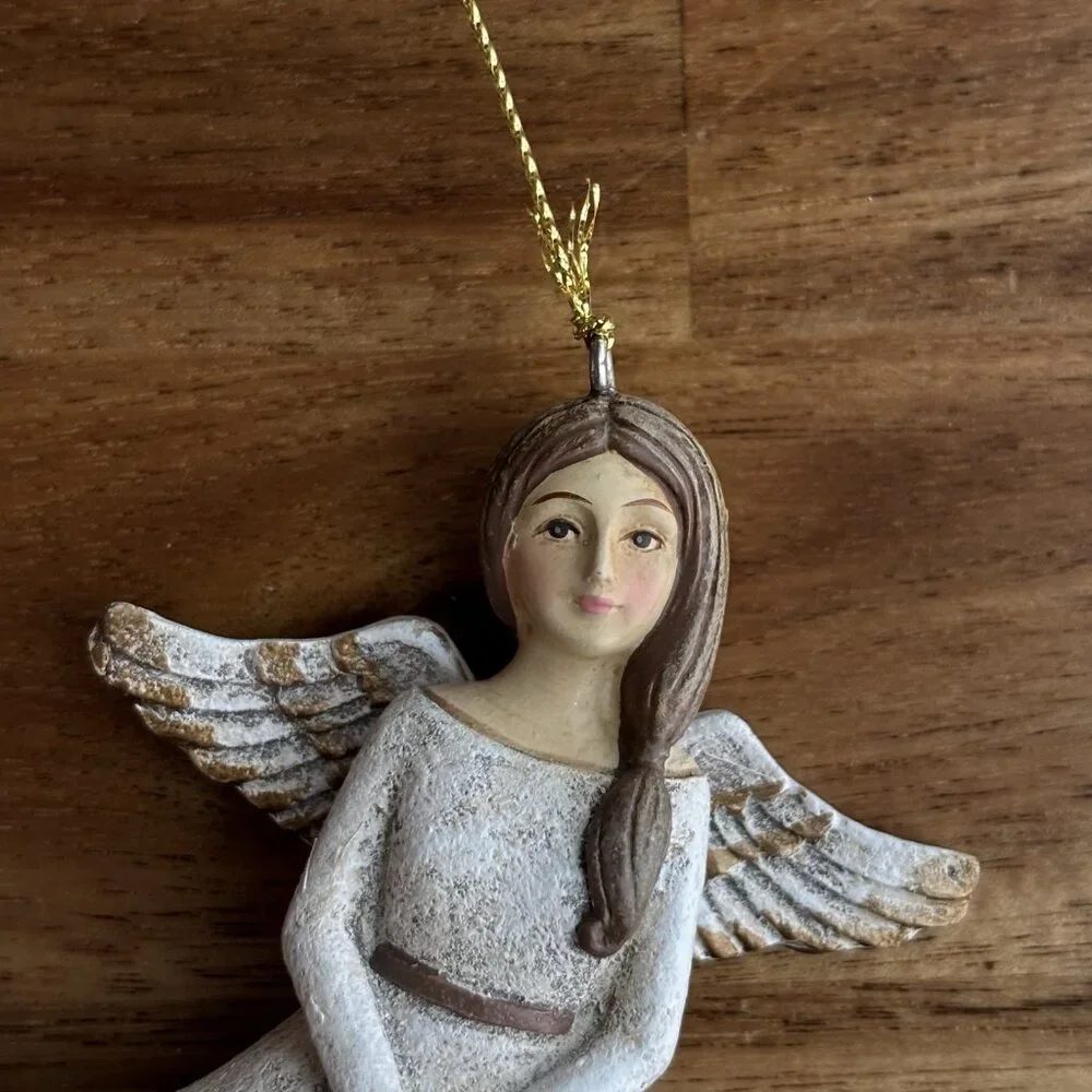 Hanging In Loving Memory Angel Figure Brown Hair‎ Decor Gift